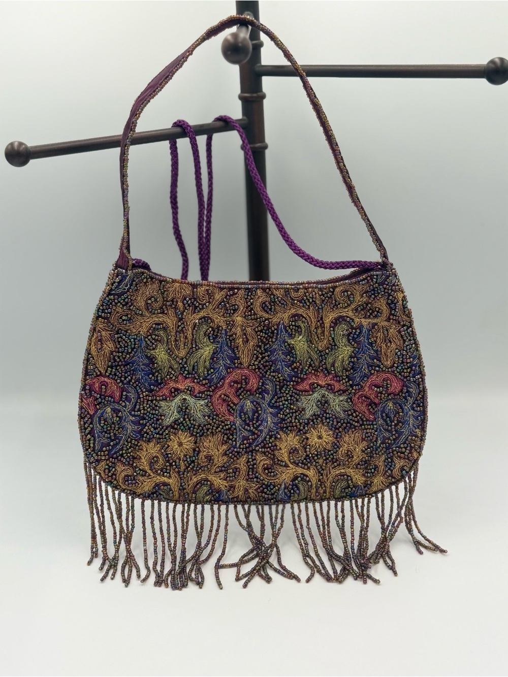 Valerie Stevens Beaded Fringe Evening Bag in Multicolor